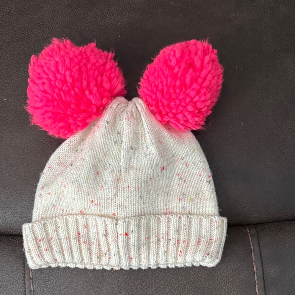 GAP- Kids Beanie with Pink Pom-Poms- Size XS/S